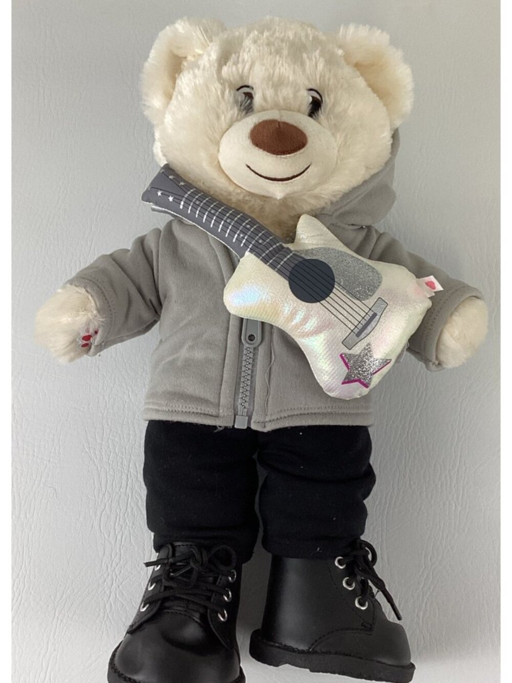 Build a Bear Plush Toy Hoodie Pants Boots Silver Guitar 17" Plush Stuffed Animal